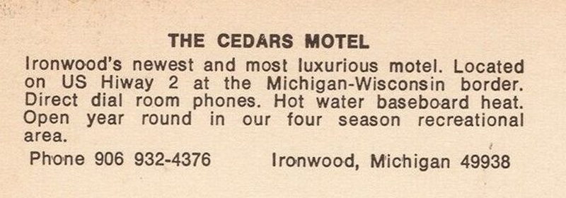 Cedars Motel - Vintage Postcard